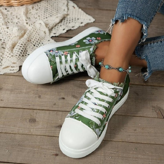 Floral Printed Canvas Sneakers