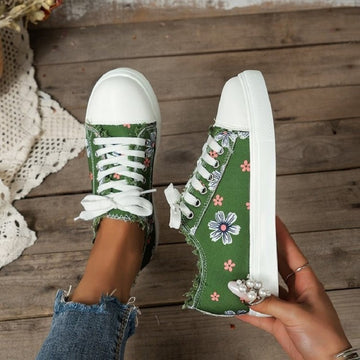 Floral Printed Canvas Sneakers