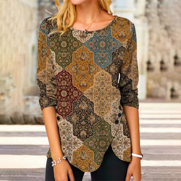 Colorful Geometric Print Blouse