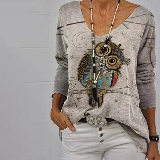 Owl Print Casual T-Shirt