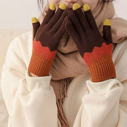 Contrast Color Warm Gloves