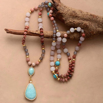 Bohemian Beaded Pendant Necklace