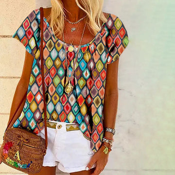 Colourful Geometric Print Top