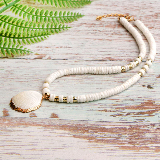 Shell Pendant Beaded Necklace