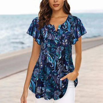 Casual Abstract Print Blouse