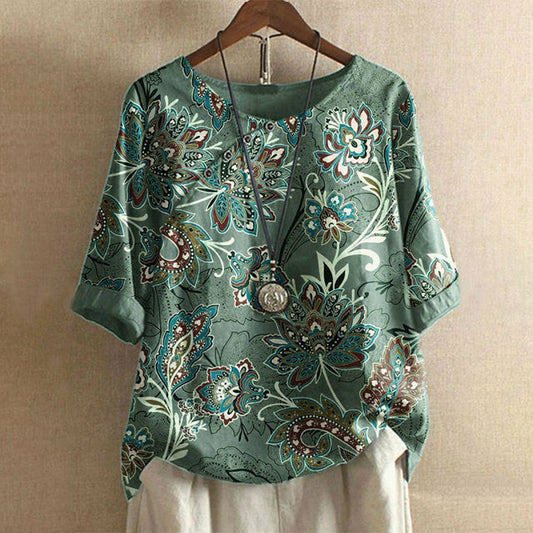 Vintage Floral Print Blouse