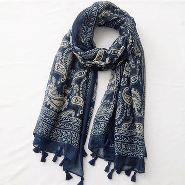 Vintage Fringed Printed Scarf