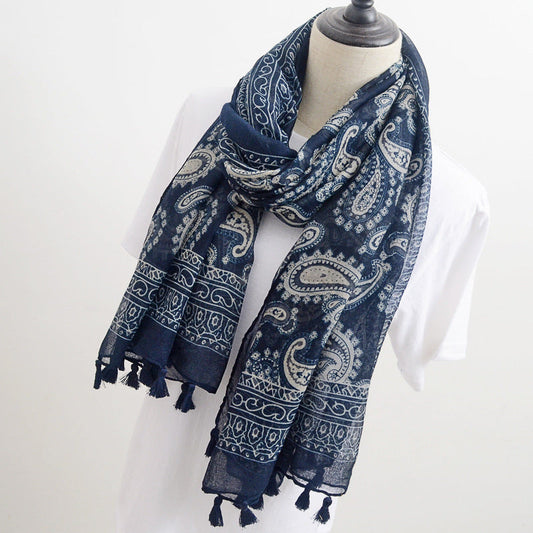 Vintage Fringed Printed Scarf