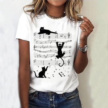 Creative Cat Print T-Shirt