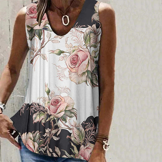 Casual Floral Print Tank Top