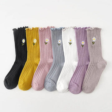 Floral Embroidered Casual Socks