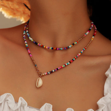 Bohemian Beaded Pendant Necklace