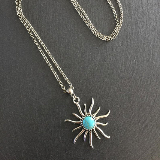 Bohemian Sun Pendant Necklace