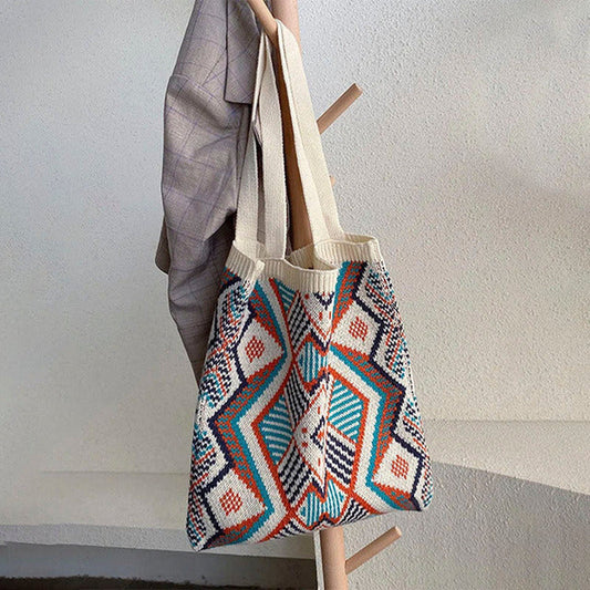 Casual Geometric Knit Bag