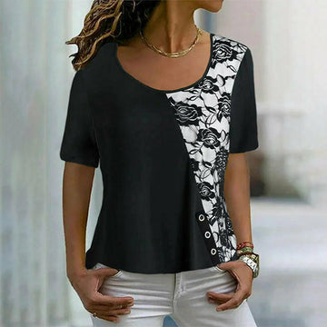 Floral Print Patchwork T-Shirt