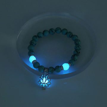 Luminous Lotus Pendant Beaded Bracelet