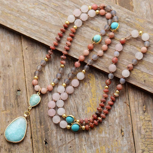 Bohemian Beaded Pendant Necklace