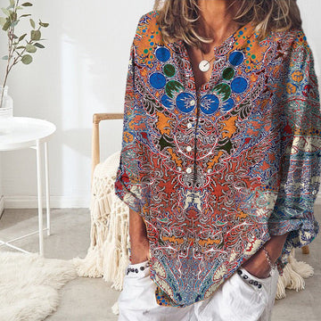 Colorful Abstract Print Blouse