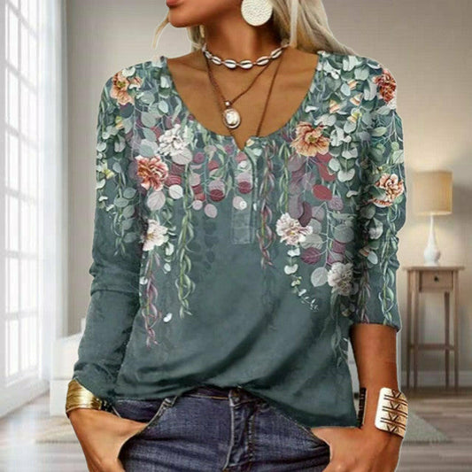 Casual Floral Print Blouse