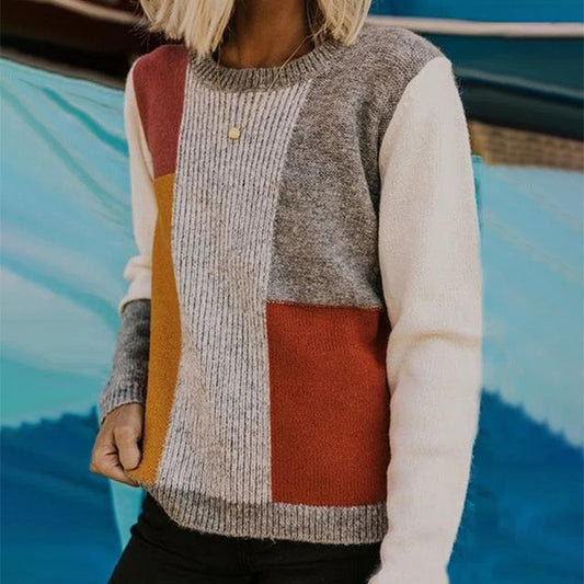 Casual Patchwork Knit Sweater