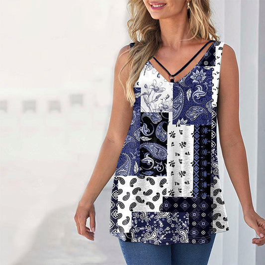 Casual Abstract Print Tank Top