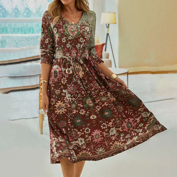 Vintage Ethnic Style Printed Dress