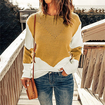 Casual Patchwork Knit Sweater