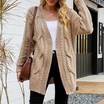 Casual Solid Color Knitted Cardigan