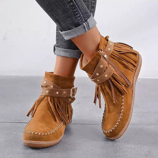 Vintage Fringed Ankle Boots