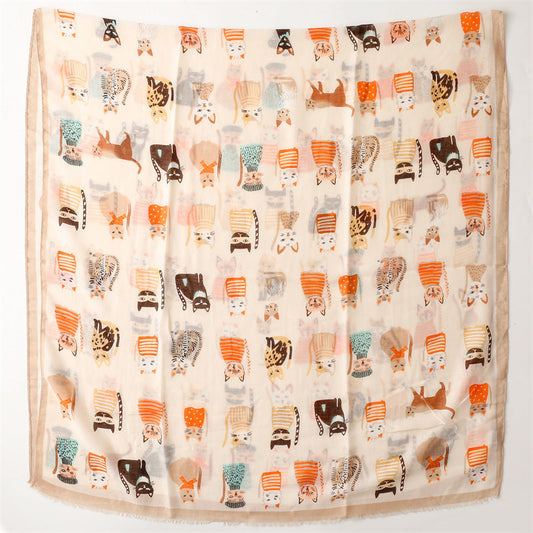 Creative Cat Print Scarf