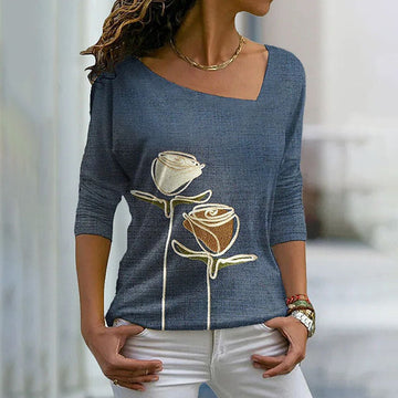 Rose Print Casual T-Shirt