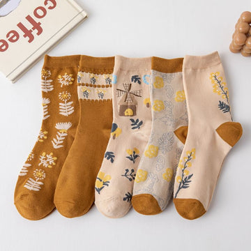 Pack Of 5 Pairs Of Floral Socks