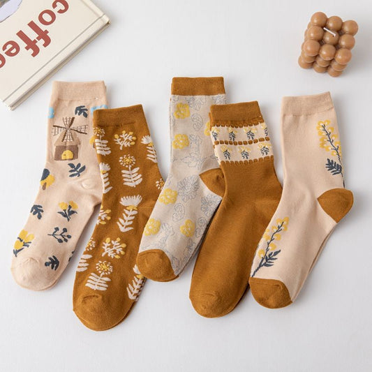 Pack Of 5 Pairs Of Floral Socks