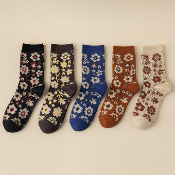 Pack Of 5 Pairs Of Vintage Floral Socks