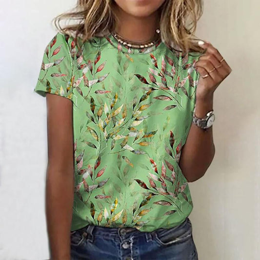 Casual Leaf Print T-Shirt