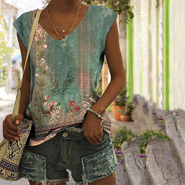 Vintage Floral Print Tank Top