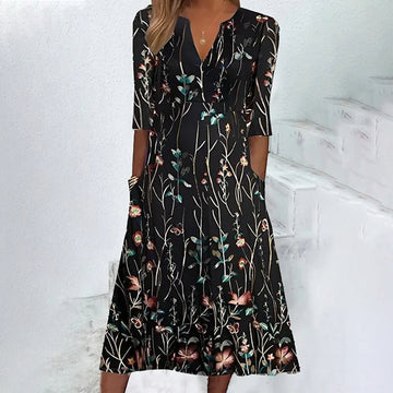 Elegant Floral Print Dress