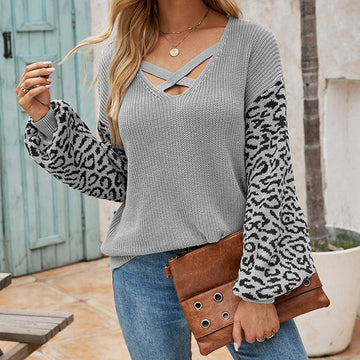 Leopard Patchwork Knit Sweater