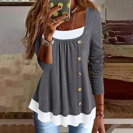 Casual Patchwork Blouse