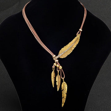 Vintage Feather Pendant Necklace