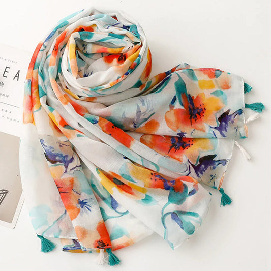 Casual Floral Print Scarf