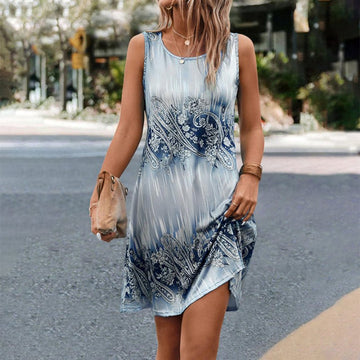 Vintage Sleeveless Printed Dress