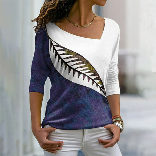 Contrast Color Casual T-Shirt