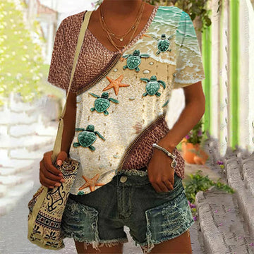 Beach Style Printed T-Shirt