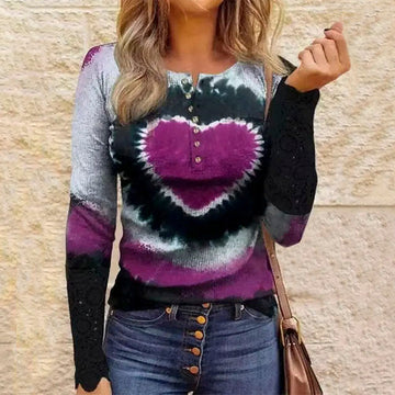 Heart Print Casual Blouse