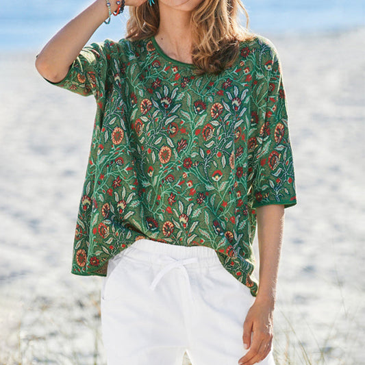 Retro Floral Print T-Shirt