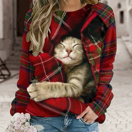 Cat Print Casual Sweatshirt