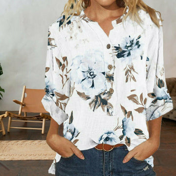 Leaf Print Casual Blouse