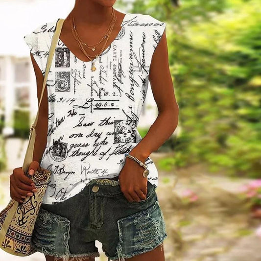 Casual Creative Print Tank Top