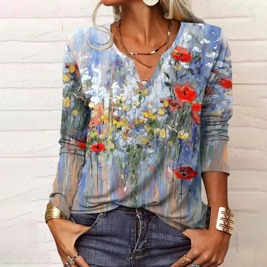 Vintage Floral Print Blouse